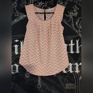Candie's Peach and White Chevron Top